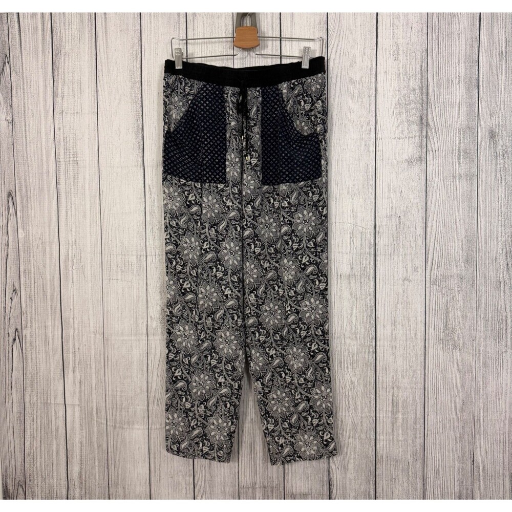 Rebecca Taylor Women’s Size 10 Blue Paisley Print Silk Cropped Pants *See Photos